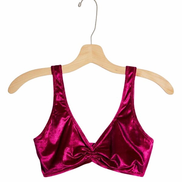 FREE PEOPLE Rhiannon Bra Red Berry Velvet Bralette - Picture 3 of 10